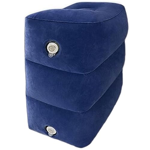 ポータブルインフレータブル足枕、飛行機のフットレスト、高さ調節可能な旅行用足枕、長距離飛行機旅行車のオットマン、飛行機、車、電車、オフィス用(Color:サファイアブルー)