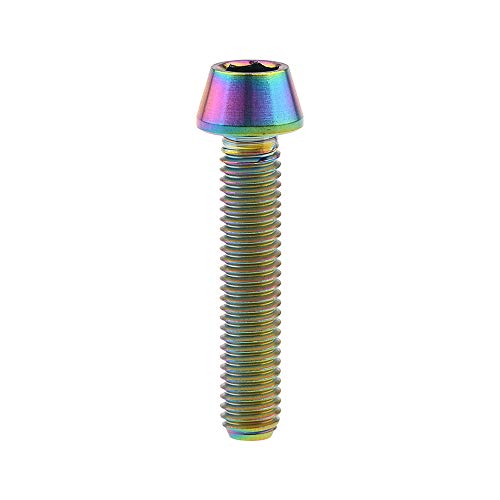 Image of Titanium Ti Bolt M5x9 16 18 20 25 30 35 40 45 50 55 60mm Tapered Head Screws Pack of 4 (M5x25mm, Ranibow)