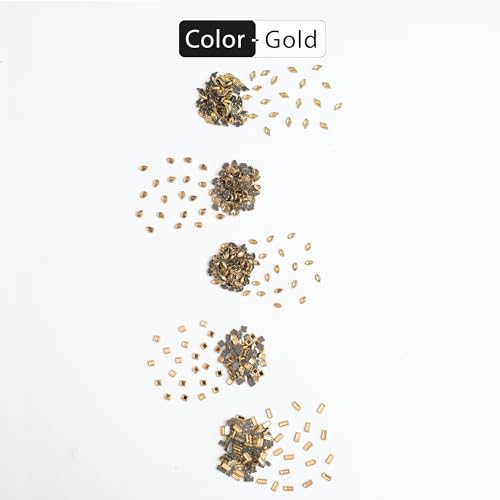 Image of EmbroideryMaterial Combo Pack of Flat Back Glue On Kundan Stone Beads for Jewellery Making, Craft, Embroidery, Embellishment, Toran Making, Aari Work, Bangles Making (500 Pieces, Gold Color)