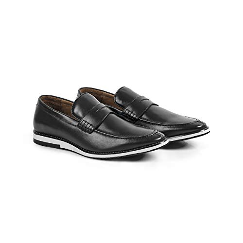 Sapato Casual Masculino Loafer Couro Legítimo Italy Reverso - 1104 - Preto Cor:Preto;Tamanho:41