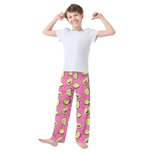 Avocados Heart Pink Boys Pants Girl Sleep Pants Long Trousers Elastic Waist Lounge Bottoms S3