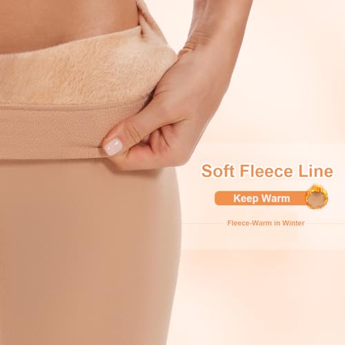 Image of DUCMODA Fleece Lined Tights for Women, Warm Thermal Winter Pantyhose, Soft Opaque Thick Leggings
