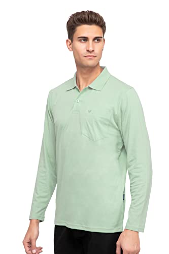 Image of Polo Full Sleeve t Shirt for Men Cotton with Pocket and Collar - Regular Fit Tshirt