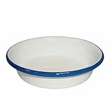 Materialien: Emaille linoows Emaille Suppenschale, Anbietschale, Suppenteller, Weiß- blauer Rand 18 cm