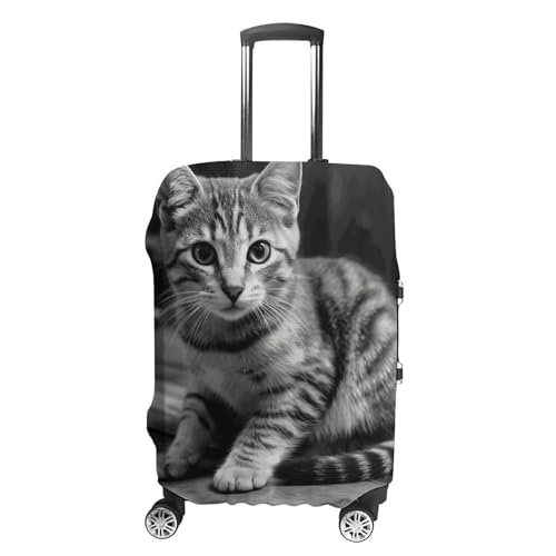 Travel Luggage Cover Elastic Suitcase Protector Anti-Scratch Washable Cat on Wooden Table Luggage Sleeve Tsa Approved Carry on Covers Baggage Cover Fits 18-32 Inch Luggages