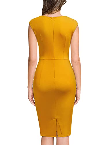 Image of Miusol Women's Retro Ruffle Style Slim Work Pencil Dress