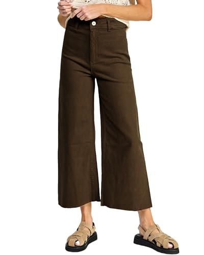 Women's High Waisted Wide Leg Jeans 9 Points Length Baggy Casual Stretch Denim Pants