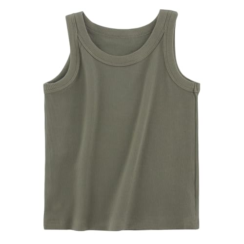 Image of Girls Tanks Tops Ribbed Sleeveless Summer Crop Tops for Kids 4Y-12Y