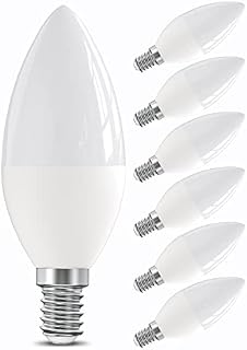 LEDYA E14 Candle Bulbs 40W Equivalent, 5W 3000K Warm White SES Candle Lightbulb, 400 Lumens, Non-Dimmable, C37 Vintage Filament Energy Saving LED Bulb, 6 Pack