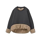 [KEFITEVD] 裏起毛 トレーナー レディース スウェット 防寒 ふわふわ プルオーバー あったかインナー クルーネック 長袖 アウトドア キャンプウェア 秋冬服 ダークグレー L