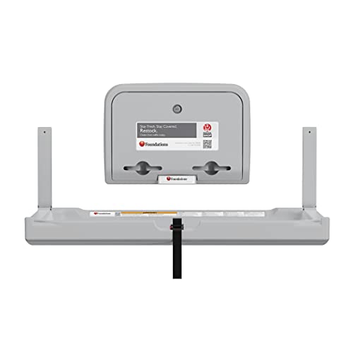 Foundations Elements Horizontal Wall Mounted Baby Changing Station And Liner Dispenser With Safety Straps For Commercial Restrooms (Gray) #TOP2
