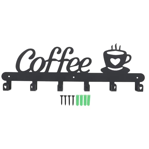 MAGICLULU Étagère Murale De Rangement Pour Tasses À Café En Métal Noir Support Suspendu Pratique Pour Cuisine Et Décoration 43.5X14Cm