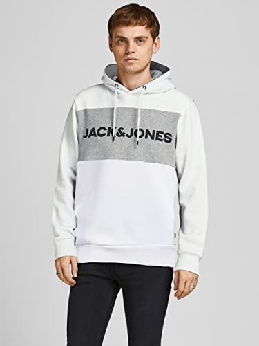 JACK & JONES Herren JJELOGO Blocking Sweat Hood, Weiß (White/Reg) , XL – Ansicht 2