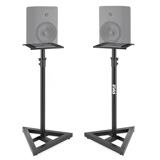 Pyle Par de Soporte para Altavoces, De pie, Altura Ajustable, Plataforma Cuadrada de 9”, Base Triangular
