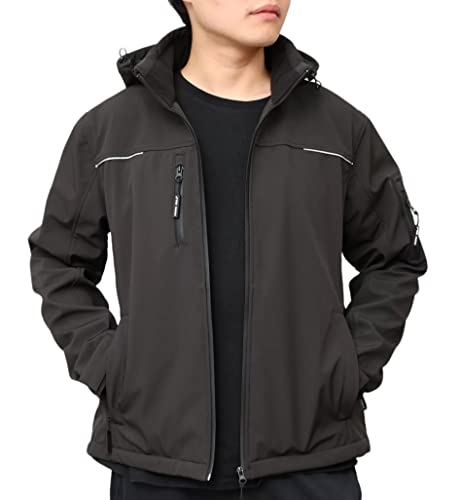WORK IDEA Softshelljacke Herren Wasserdicht Atmungsaktiv mit abnehmbarem Hoodie, Radjacke, Regenjacke, Arbeitsjacke, Outdoor-Wandern Cover