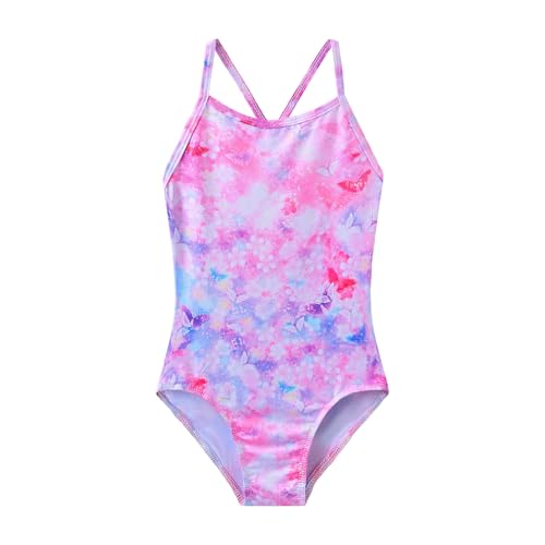 Image of iLover Girls Sparkle One Piece Swimsuits Crossback Swimwear Beach Bathing Suit with Adjustable Strap 4-10 Years