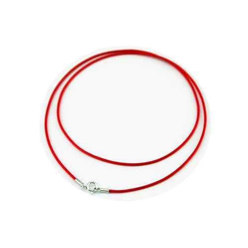Image of Glory Qin Red Silk Braided Rope Chain 925 Silver Plated Clasp Leather Cord Chain Necklace Rope (1.0 mm, 20 Inches)