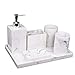 Produktbild BQSWYD 6-teiliges Stilvolles Badzubehör, Edles Bad Accessoires Set, mit Marmor Tablett Seifenspender, Seifenschale und Zahnputzbecher, Badezimmer Zubehör Set aus Keramik