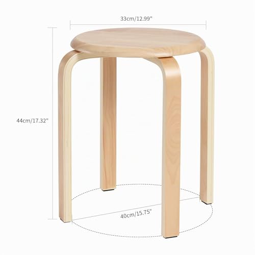 Miniatura 3 de Ibuyke Taburete Redondo De Madera, Taburetes De Bar Sólido Antideslizante Silla Apilable De Madera Doblada Taburetes Apilables Cocina Oficina Silla De Fiesta, Color Madera Rf-752