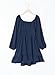 blibean Girl Long Sleeve Tie Back Dress Teens Fall Boho Semi Formal Dresses Tweens Holiday Off Shoulder Outfits Little Kids Fancy Party Valentines Clothes Size 10-11 Years Old Dark Blue