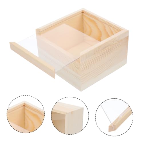 Boîte de rangement pour bijoux avec couvercle coulissant bois - 3