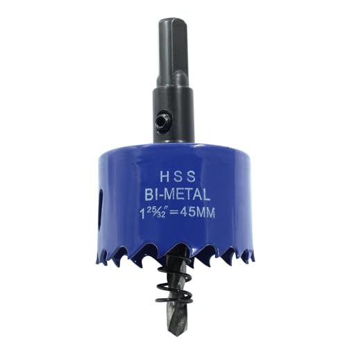 Image of Luomorgo 45mm /1 3 /4 inch Hole Saw Drill Bit | 1 1 /4 inch Cutting Depth, HSS Bi-Metal, For Wood Cornhole Boards Plastic Drywall & Metal Sheet