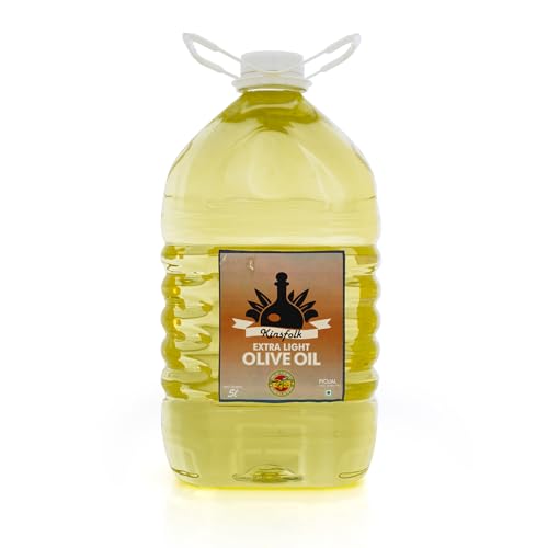 Image of Kinsfolk Cold Pressed Extra Light Olive Oil, Premium Cooking Oil, Perfect for Frying, Dressing, Garnishing and Drizzling on Salads, Good for Health, Digestion and Heart - 5 Ltr PET