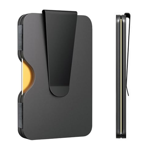 Slim Ultra Thin RFID Blocking Wallet Front Pocket RFID Blocking Metal Wallets for Men with Money Clip Theft Protection Crush Resistant Wallet Slim Men Wallets RFID Men Blocking Women (Black)