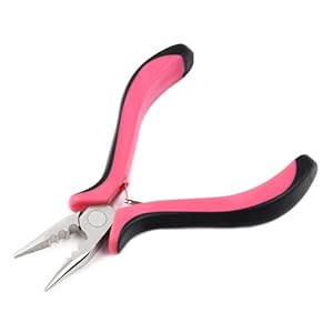 Vlasy 1PCS Mini Pliers for Hair Extensions Apply&Remove 3 Holes Pliers Pink Color Stainless Steel Rust Free