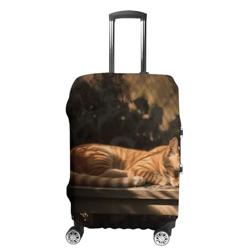 Orange Cat Sleeping Luggage Cover, Washable Elastic Suitcase Cover Protector Fit 18-32 Inch Luggage