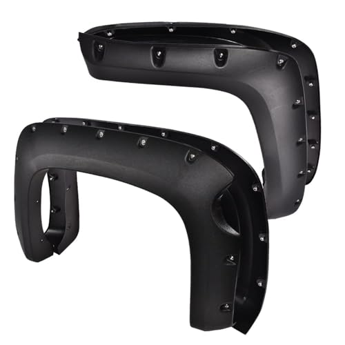 PIT66 Fender Flares, Fit Chevy Silverado 1500 2007-2013 5.8' Short Bed (NOT Fit GMC Sierra/07 Classic Models), Rugged Textured Pocket Riveted Style Black Wheel Flares Set, 4 Pcs