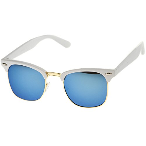 zeroUV Half Frame Semi-Rimless Horn Rimmed Sunglasses (White/Ice)