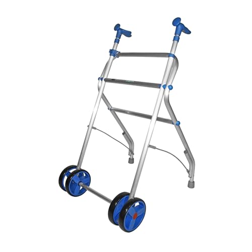 Forta AIR - Andador para Personas Mayores - Andador Plegable y Ligero soporta hasta 100 kg - Regulable en Altura - Andador de Fácil Plegado para Interior - Ruedas Dobles Delanteras (Azul)