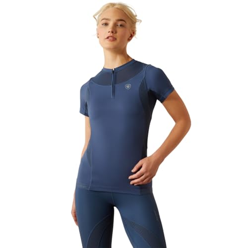 Ariat Ascent Damen Baselayer mit 1/4-Reißverschluss, Dunkles Denim, Mittel