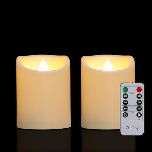 2 PCS 3 x 4 Outdoor Candles with Remote Timer Battery Operated Candles