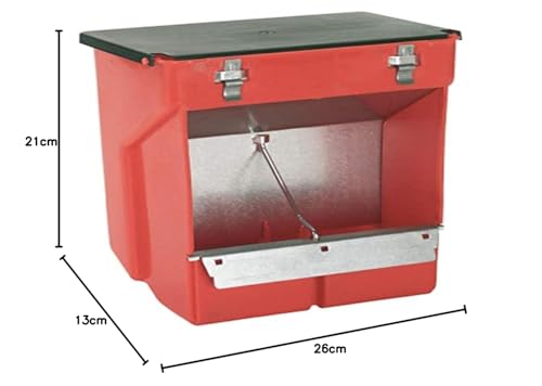 Kerbl Pet Futterautomat für Kaninchen, Futterspender, 3500ml Fassungsvermögen, rot, 2x Fressplatz, mit Abdeckung, einfache Befestigung