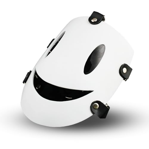 High-Rise Invasion Mask Anime Cosplay Sniper Tenkuu Shinpan Headgear White Smile PVC Mask for Halloween Costume Props