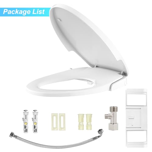 Bidet Toilet Seat Elongated for Toilet, Dual Nozzle Self-Cleaning PP Bidet Attachment, Non-Electric Feminine Hygiene Toilet Seat Cover for Women, Easy Install, White