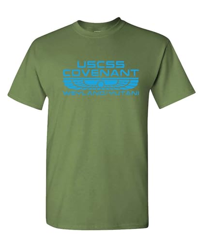 Weyland Yutani Space Travel T-Shirt Space Sci-Fi Retro Movie Graphic Tee UFO Fans Men Women (3XL Military)