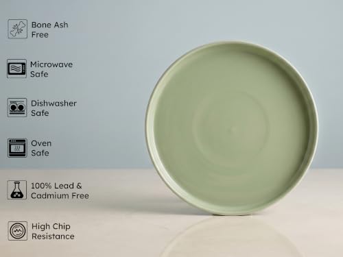 Image of Bodhi House 4-Piece Ribbed Porcelain Quarter Plate Set, 4 Quarter Plates, Chip Resistant, Lightweight, Microwave & Dishwasher Safe Crockery Set for Home, Dining & Gifting