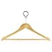 HANGERWORLD Natural Wooden Hotel Style Security Clothes Hangers - 10 Pack, Metal Anti Theft Ring Lock