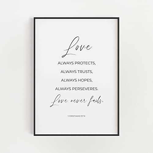 1 Corinthians 13:7-8, Modern Minimalist Bible Verse Christian Wedding Love