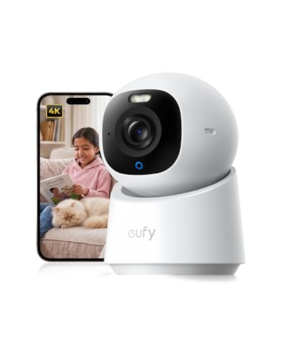 eufy Indoor Cam E30 Latest Generation 4K UHD security camera 360 Pan-Tilt Color Night Vision AI Detection for Human/Pet/Audio/Crying Human/Pet Auto Tracking Works with Homekit