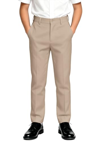 Image of DHTS Boys Dress Pants (Size 2-20 Years) Slim Fit Uniform Pants for Toddler & Teens