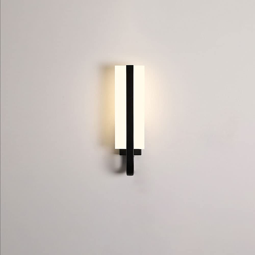 SXECAEPS Minimalist Wall Light LED Metal Sconce Geometric Lamp, Nordic Headboard Lamps Indoor Wash Lights for Bedroom Bedside Living Room Corridor Decor Lantern (Color : Black-3000k)