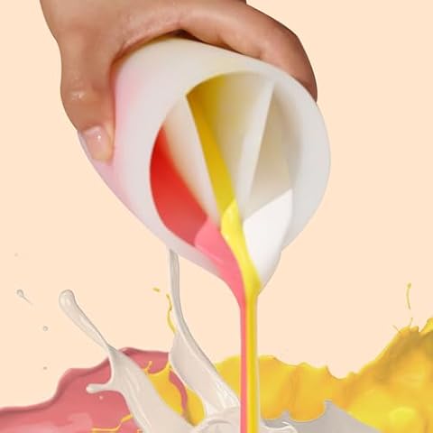 BOOWAN NICOLE 8.5OZ/250ML Silicone Non-Stick Split Cups for Paint Pouring, Thick & Reusable Color Render Split Cup with Multi Channel for Jesmonite Resin Fluid Painting Art (250-3) Cover