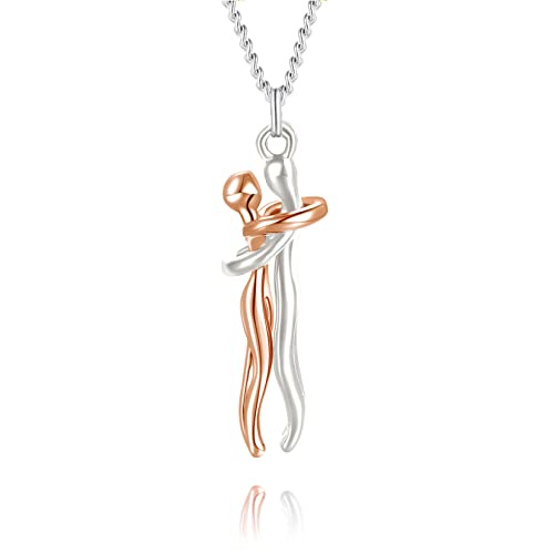 Gilieyer Collier Câlin Couple, Personnalité de la Mode Collier Câlin Affectueux Saint Valentin Couple Câlin Pendentif Créatif Amour Câlin Câlin Bijoux Cadeau pour Femmes Hommes Amoureux (Or rosé) Cover