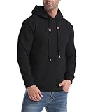 Kapoohott Herren Hoodies Basic Kapuzenpullover Pullover Langarm Sweatshirt Einfarbig Freizeit Sweatjacke Gym Fitness Jogging Streetwear Style(A-Schwarz,XL)
