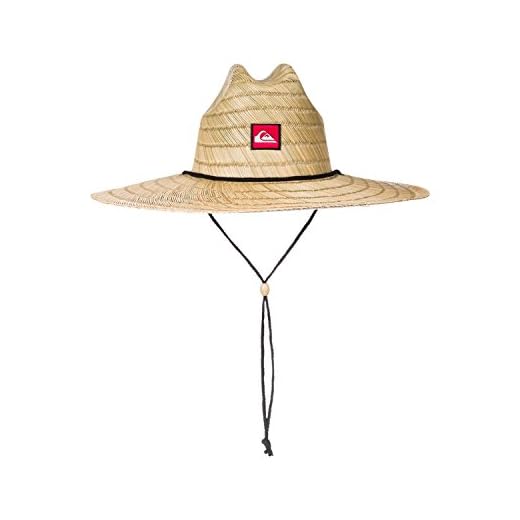 Quiksilver mens Pierside Straw Lifeguard Beach Straw Sun Hat, Natural, Large-X-Large US,Natural/Red