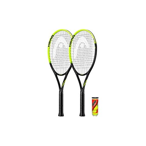 HEAD Tour Pro Nano Titanium Tennisschläger x 2 inkl. Schutzhüllen und 3 Tennisbällen Cover